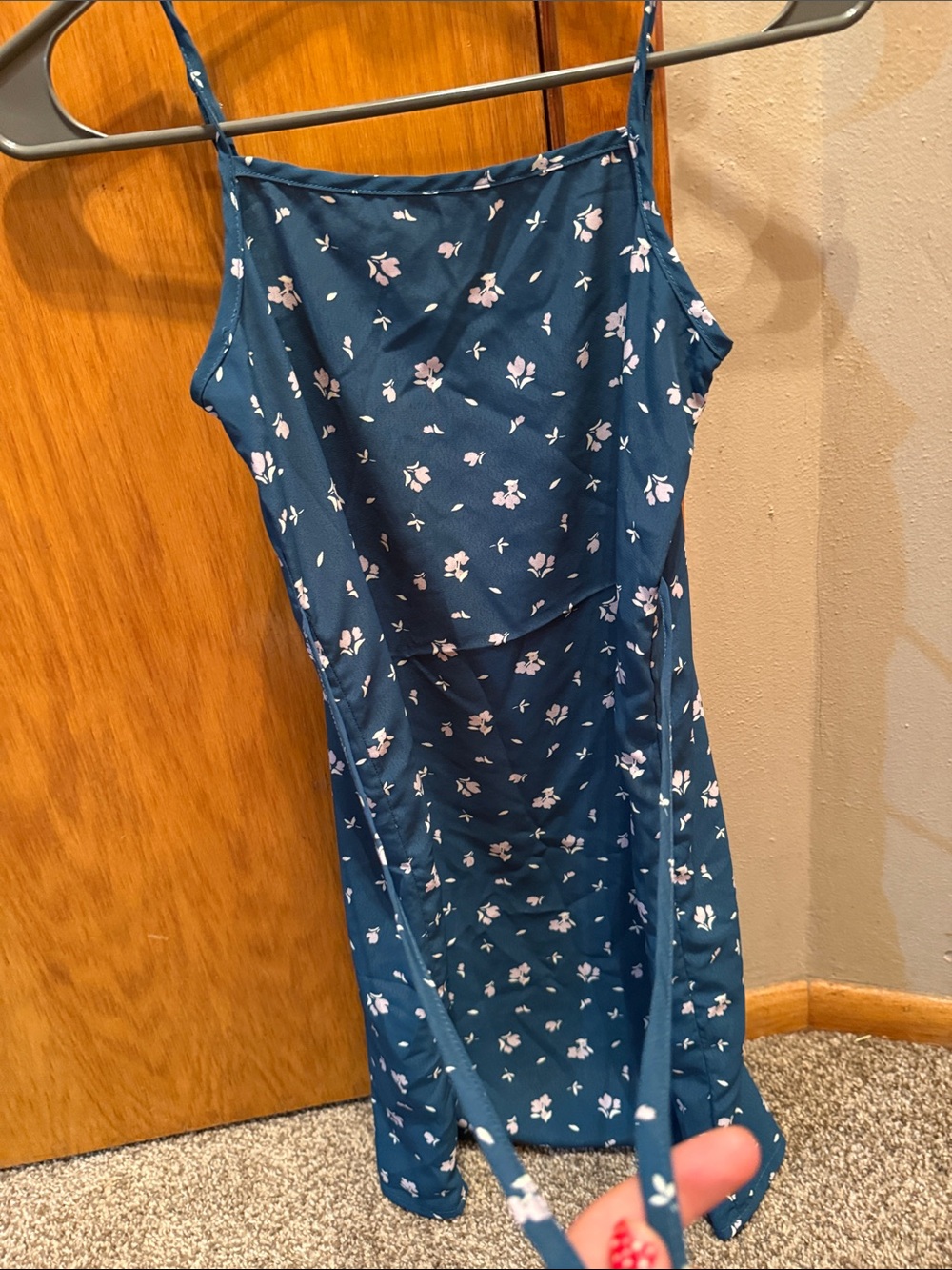 wonder nation Blue Floral Sundress with Pink Flowers